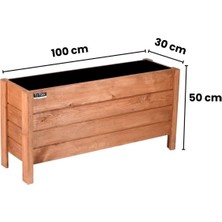 Faev Ahşap Dış Mekan Saksısı Dekoratif Saksı Büyük Boy Hazır Kurulu 100CM x 30CM Yükseklik 50CM