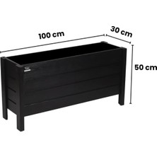 Faev Ahşap Dış Mekan Saksısı Dekoratif Saksı Büyük Boy Hazır Kurulu 100CM x 30CM Yükseklik 50CM