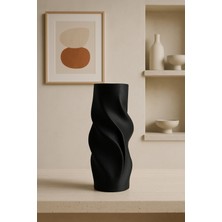 Luna Siyah Spiral Modern Tasarım Minimal Dekoratif Vazo