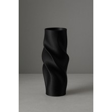 Luna Siyah Spiral Modern Tasarım Minimal Dekoratif Vazo