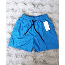 Mavi Renk Paraşüt Kumaş Su Tutmayan Çepli  Yetişkin Erkek Deniz Şortu