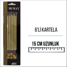 Metalik Gold Renk Uzun Mum 15 cm 6'lı