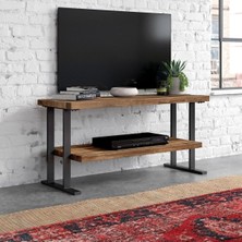 Vie Metal Ayaklı Doğal Ahşap Masif Panel Tv Ünitesi