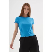 Fashion Friends Kısa Kollu Saks Kadın T-Shirt 25Y0444K1