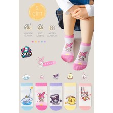 5 Çift Kız Çocuk Çizgi Karakterli Pamuklu Çorap Seti