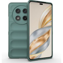 Honor Magic  7 Lite Kılıf Esnek Tpu Oyuklu Arka Yüzey Tasarımlı Iksp Etnik Silikon Kapak - Koyu Yeşi