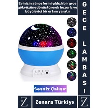 Premium Gece Lambası Tavana Işık Yansıtan Dönen Yıldız Ay Çocuk Genç Odası Lamba Işık Küresi