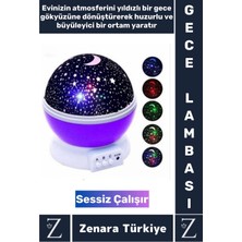 Premium Gece Lambası Tavana Işık Yansıtan Dönen Yıldız Ay Çocuk Genç Odası Lamba Işık Küresi