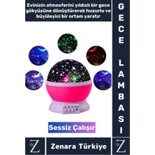 Premium Gece Lambası Tavana Işık Yansıtan Dönen Yıldız Ay Çocuk Genç Odası Lamba Işık Küresi