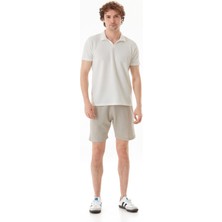 Petek Kumaş Beli Bağlamalı Cepli Şort