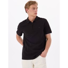 Mustang Baskılı Siyah Erkek Polo T-Shirt M5SM-TST1324