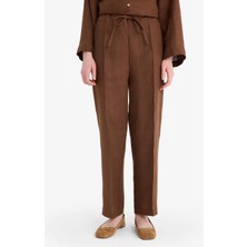 DeFacto %100 Keten Straight Fit Esnek Belli Cepli Pantolon D4388AX25SM