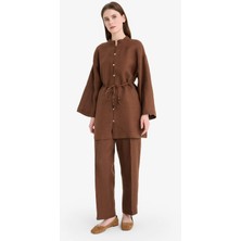 DeFacto %100 Keten Straight Fit Esnek Belli Cepli Pantolon D4388AX25SM