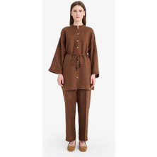 DeFacto %100 Keten Straight Fit Esnek Belli Cepli Pantolon D4388AX25SM