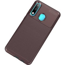 Spia Huawei P30 Lite Kılıf Kahverengi Karbon Silikon Orijinal Esnek Ince Geliştirilmiş Dayanıklı Darbe Karşıtı Koruyucu Yeni Nesil Tasarım (Huawei P30 Lite, Kahverengi)