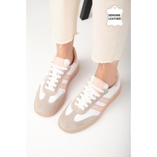 Mio Gusto Tindra  Deri Pudra Şeritli Beyaz Renk Kadın Spor Ayakkabı