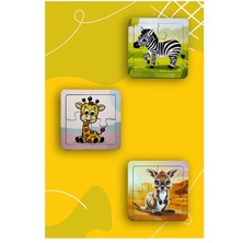 Ahşap 4 Parçalı 3 Set Çocuk Puzzle Set2