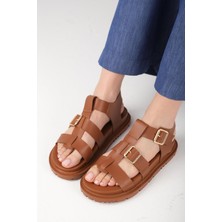 Mio Gusto Trude Taba Renk Tokalı Kadın Sandalet