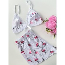 Velmora Fashion Şortlu Sexy Filamingolu Takım