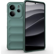 Redmi Note 14 4g Kılıf Esnek Tpu Oyuklu Arka Yüzey Tasarımlı Bbs Etnik Silikon Kapak - Koyu Yeşil