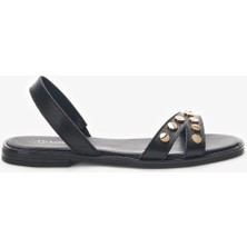 Louis Cardy Scarlet Siyah Hakiki Deri Kadın Sandalet