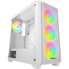 Rampage Elysıan Mesh Beyaz 4X120MM Argb Fanlı 750W 80PLUS Bronze Midt Atx Gamıng Kasa