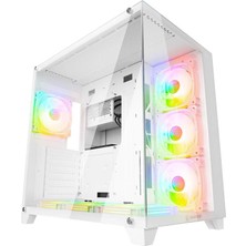 Rampage Arcturus Beyaz 7X120MM Rgb Fanlı 750W 80PLUS Bronze Midt Atx Gamıng Kasa