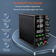 Smartgift 0-30V/10A Ayarlanabilir Dc Güç Kaynağı Voltaj Regülatörü Süper Model Siyah