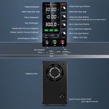 Smartgift 0-30V/10A Ayarlanabilir Dc Güç Kaynağı Voltaj Regülatörü Süper Model Siyah