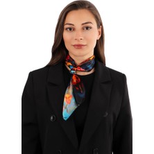 Turkuaz Kelebek Desen Ipek Mendil
