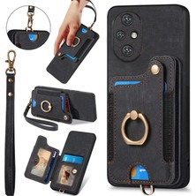 Microcase Honor 200 ile Uyumlu Askılıklı Kartlıklı Standlı Deri Kaplama KILIF-AL5134