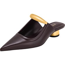 Jw Pei Helena Pierced Mules Claret Red Vegan Deri Topuklu Terlik, Şık ve Rahat Tasarım