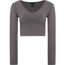 F21 Dikişsiz V Yaka Tişört