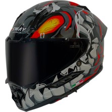 Sway Kapalı Kask Sw 868 Cannibal Siyah Gri Kırmızı