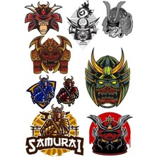 Samurai Sticker Set-1 9 Parça Telefon, Tablet, Defter, Laptop Sticker