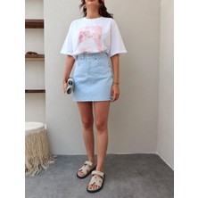 Bebe Mavi Mini Denim Etek
