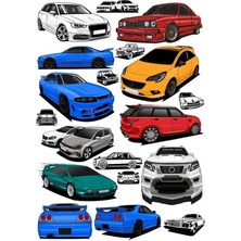 Arabalar Sticker Set-6 15 Parça Telefon, Tablet, Defter, Laptop Sticker