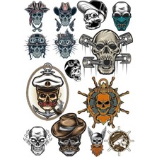 Iskelet Kurukafa Sticker Set-4 13 Parça Telefon, Tablet, Defter, Laptop Sticker