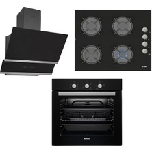 Simfer Siyah Camlı Ankastre Set 3500N- 7330 -8658