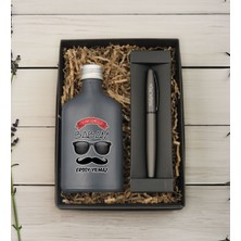 Bk Gift Kişiye Özel Isimli Baba Temalı Antrasit Tasarım Cam Şişede Kolonya 200 ml ve Metal Roller Kalem Hediye Seti-7, Babaya Hediye, Babalar Günü Hediyeleri, Hediyelik Baskılı Kolonya