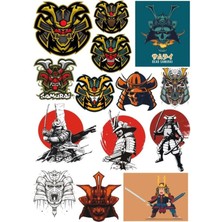Samurai Sticker Set-4 14 Parça Telefon, Tablet, Defter, Laptop Sticker
