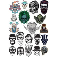 Kuru Kafa Iskelet Sticker Set-7 15 Parça Telefon, Tablet, Defter, Laptop Sticker