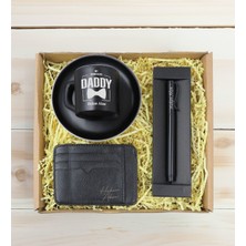 Bk Gift Kişiye Özel Isimli Baba Temalı Siyah Türk Kahvesi Fincanı&metal Kalem Kartlık Cüzdan Hediye Seti-5, Babaya Hediye, Babalar Günü Hediyeleri
