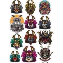 Samurai Sticker Set-5 12 Parça Telefon, Tablet, Defter, Laptop Sticker