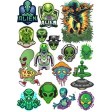 Uzaylılar Sticker Set 11 20 Parça Telefon, Tablet, Defter, Laptop Sticker