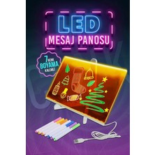 LED Işıklı Çizim Tahtası Ayarlanabilir Stand 30X20CM 7 Renkli Hediye Keçeli Kalem