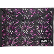 Jacbag Pembe Geometrik Kadın A4 Çıtçıtlı Dosya Defter Tablet ve Evrak Çantası