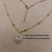 Hazemy Göz Alıcı Işıltısıyla Dorika Zincirli Zirkon Taşlı Kolye