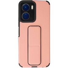 Newface  Vivo Y16 Kılıf Mega Standlı Silikon - Pudra Ferrg