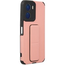 Newface  Vivo Y16 Kılıf Mega Standlı Silikon - Pudra Ferrg